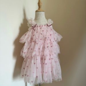 NWT girls pink love tulle dress size100 3-4T